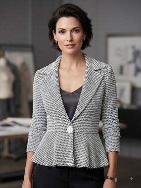 Joseph Ribkoff Textured Peplum Blazer Size 10